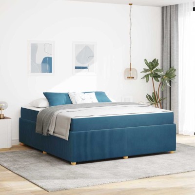 Estructura de cama con colchón Azul 180 x 200 cm Terciopelo
