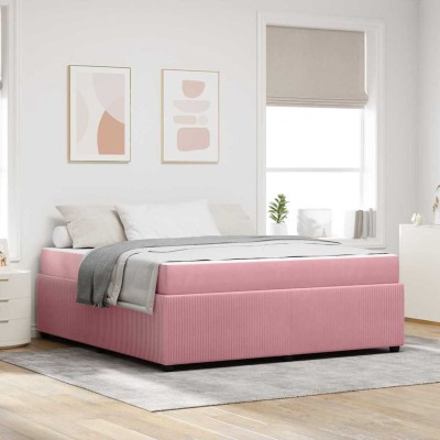 Estructura de cama con colchón Rosa 180 x 200 cm Terciopelo
