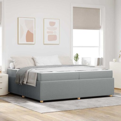 Estructura de cama con colchón Gris claro 200 x 200 cm tela