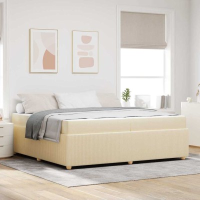 Estructura de cama con colchón Crema 200 x 200 cm tela