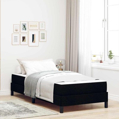 Cama tipo Box Spring con colchón Negro 80 x 200 cm tela