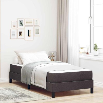 Cama tipo Box Spring con colchón Marrón oscuro 80 x 200 cm tela