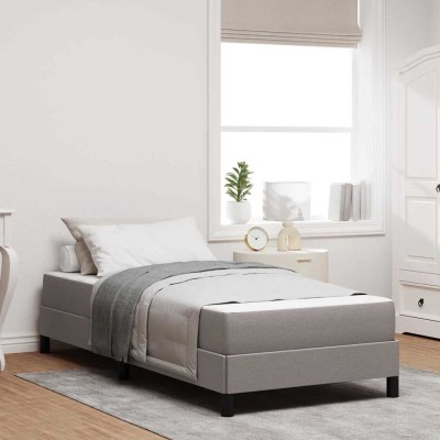 Cama tipo Box Spring con colchón Taupé 80 x 200 cm tela
