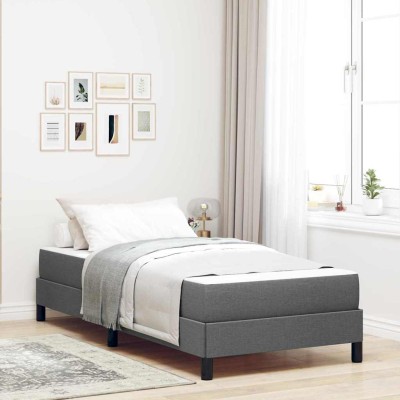 Cama tipo Box Spring con colchón Gris oscuro 90 x 190 cm tela