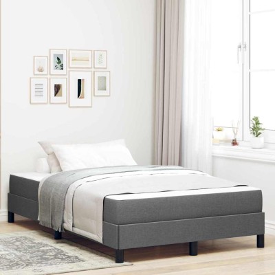 Cama tipo Box Spring con colchón Gris oscuro 120 x 200 cm tela