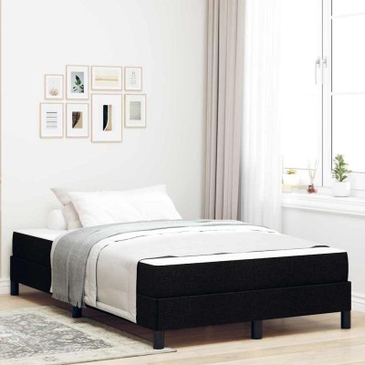 Cama tipo Box Spring con colchón Negro 120 x 200 cm tela