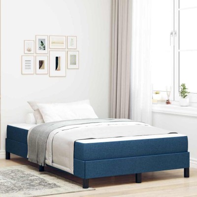 Cama tipo Box Spring con colchón Azul 120 x 200 cm tela