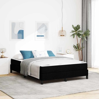 Cama tipo Box Spring con colchón Negro 140 x 200 cm tela