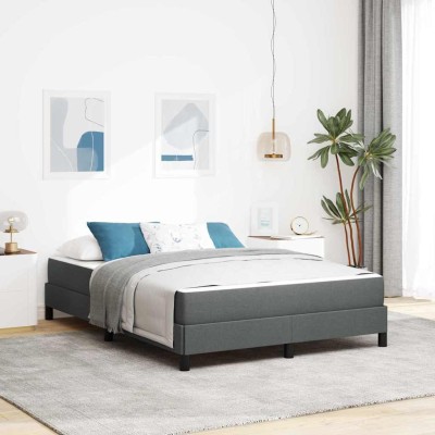 Cama tipo Box Spring con colchón Gris oscuro 160 x 200 cm tela