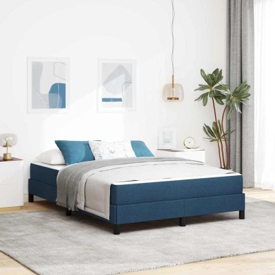 Cama tipo Box Spring con colchón Azul 160 x 200 cm tela