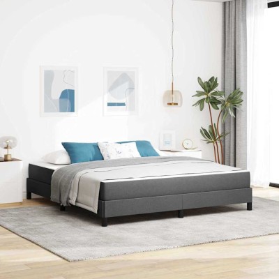 Cama tipo Box Spring con colchón Gris oscuro 180 x 200 cm tela