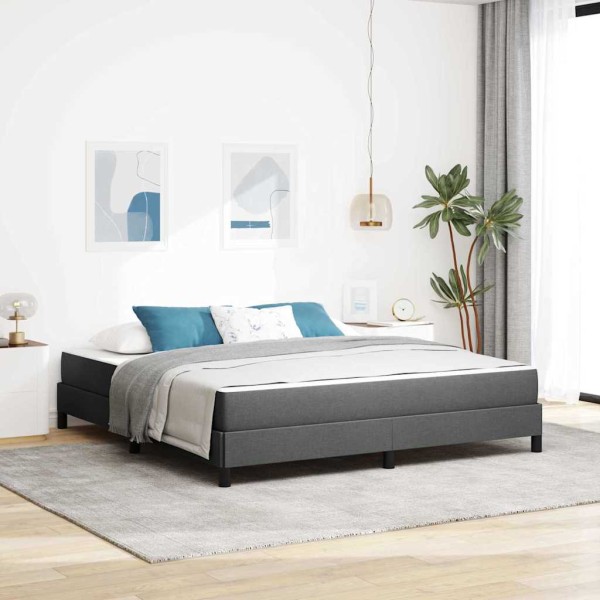 Cama tipo Box Spring con colchón Gris oscuro 180 x 200 cm tela