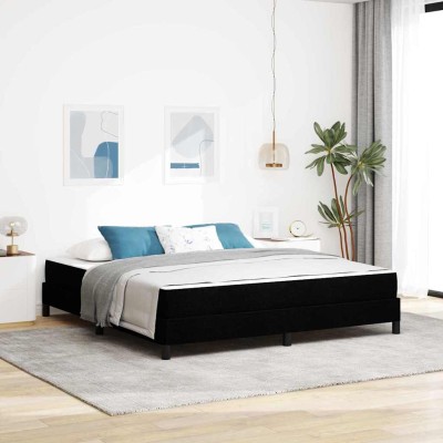Cama tipo Box Spring con colchón Negro 180 x 200 cm tela