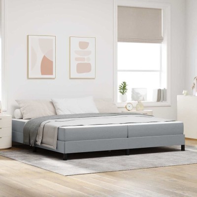 Cama tipo Box Spring con colchón Gris claro 200 x 200 cm tela