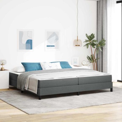 Cama tipo Box Spring con colchón Gris oscuro 200 x 200 cm tela