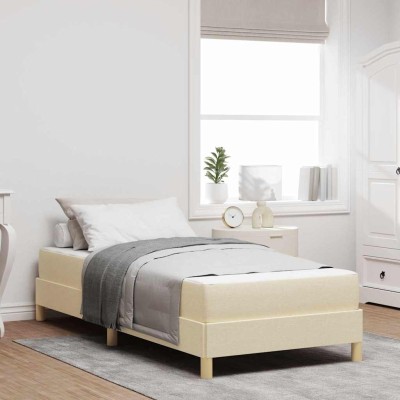 Cama tipo Box Spring Crema y marrón 80 x 200 cm