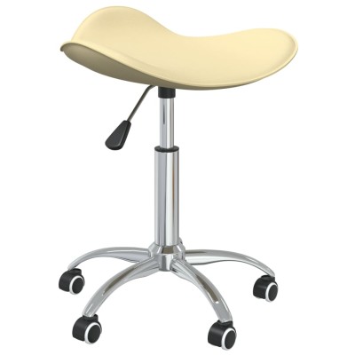 Silla de comedor giratoria de cuero sintético crema