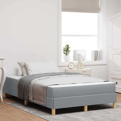 Cama tipo Box Spring Gris Claro y Marrón 120 x 200 cm