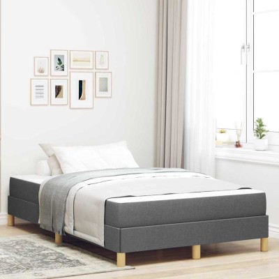 Cama tipo Box Spring Gris oscuro y Marrón 120 x 200 cm
