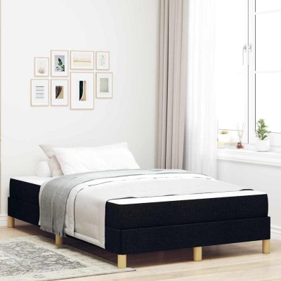 Cama tipo Box Spring Negro y Marrón 120 x 200 cm