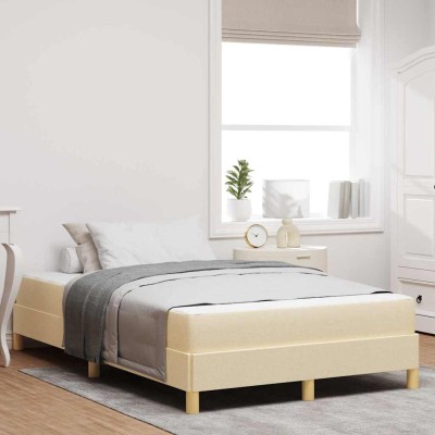 Cama tipo Box Spring Crema y marrón 120 x 200 cm