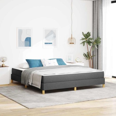 Cama tipo Box Spring Gris oscuro y Marrón 180 x 200 cm