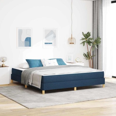Cama tipo Box Spring Azul y marrón 180 x 200 cm