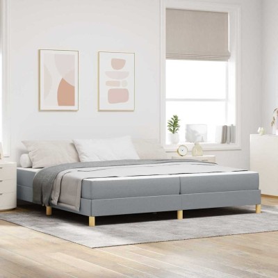 Cama tipo Box Spring Gris Claro y Marrón 200 x 200 cm