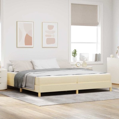 Cama tipo Box Spring Crema y marrón 200 x 200 cm