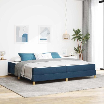 Cama tipo Box Spring Azul y marrón 200 x 200 cm