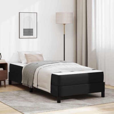 Cama con colchón Negro 90 x 190 cm Cuero sintético