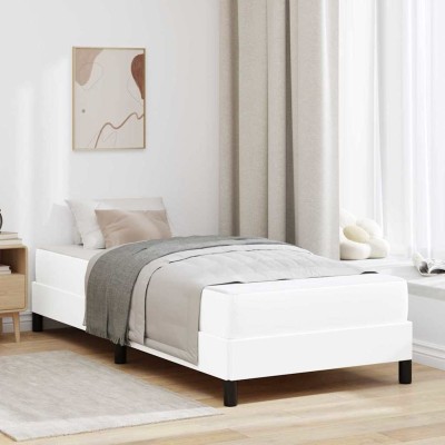 Cama con colchón Blanco puro 90 x 200 cm Cuero sintético