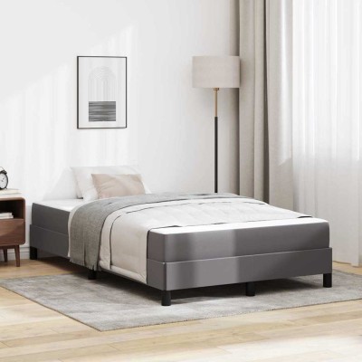 Cama con colchón Gris 120 x 200 cm Cuero sintético