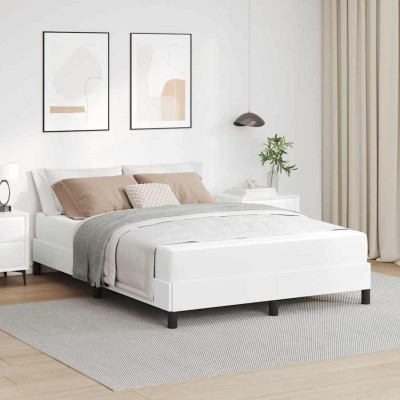 Cama con colchón Blanco puro 160 x 200 cm Cuero sintético