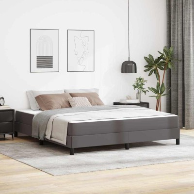 Cama con colchón Gris 180 x 200 cm Cuero sintético