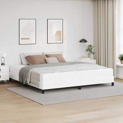 Cama con colchón Blanco puro 200 x 200 cm Cuero sintético