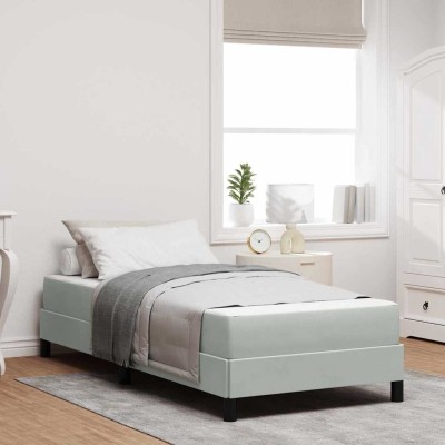 Cama box spring con colchón Gris Claro 80 x 200 cm Terciopelo