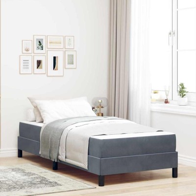 Cama box spring con colchón Gris oscuro 90 x 190 cm Terciopelo