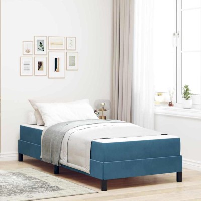Cama box spring con colchón Azul Oscuro 90 x 190 cm Terciopelo