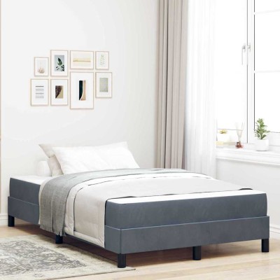 Cama box spring con colchón Gris oscuro 120 x 190 cm Terciopelo