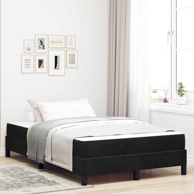 Cama box spring con colchón Negro 120 x 190 cm Terciopelo