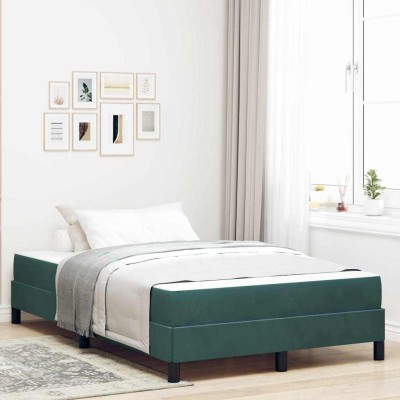 Cama box spring con colchón Verde oscuro 120 x 200 cm
