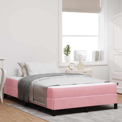 Cama box spring con colchón Rosa 120 x 200 cm Terciopelo