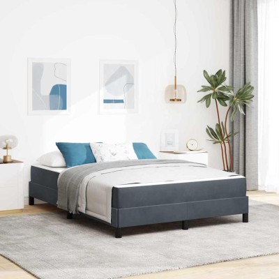 Cama box spring con colchón Gris oscuro 140 x 190 cm Terciopelo