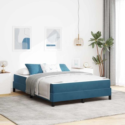 Cama box spring con colchón Azul Oscuro 140 x 190 cm Terciopelo