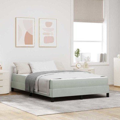 Cama box spring con colchón Gris Claro 140 x 200 cm Terciopelo