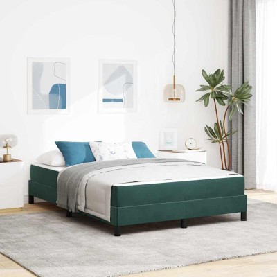Cama box spring con colchón Verde oscuro 140 x 200 cm