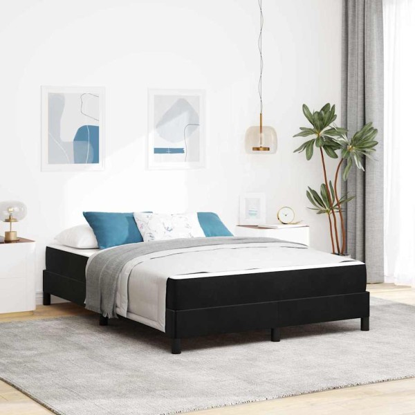Cama box spring con colchón Negro 160 x 200 cm Terciopelo