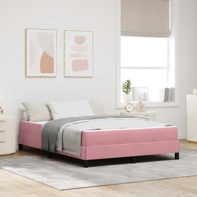 Cama box spring con colchón Rosa 160 x 200 cm Terciopelo
