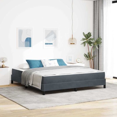 Cama box spring con colchón Gris oscuro 180 x 200 cm Terciopelo